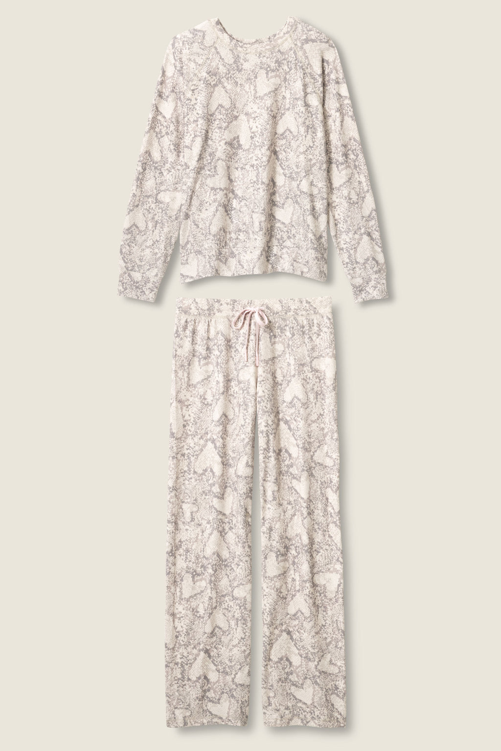 Snakeskin Heart Print Peachy PJ Set