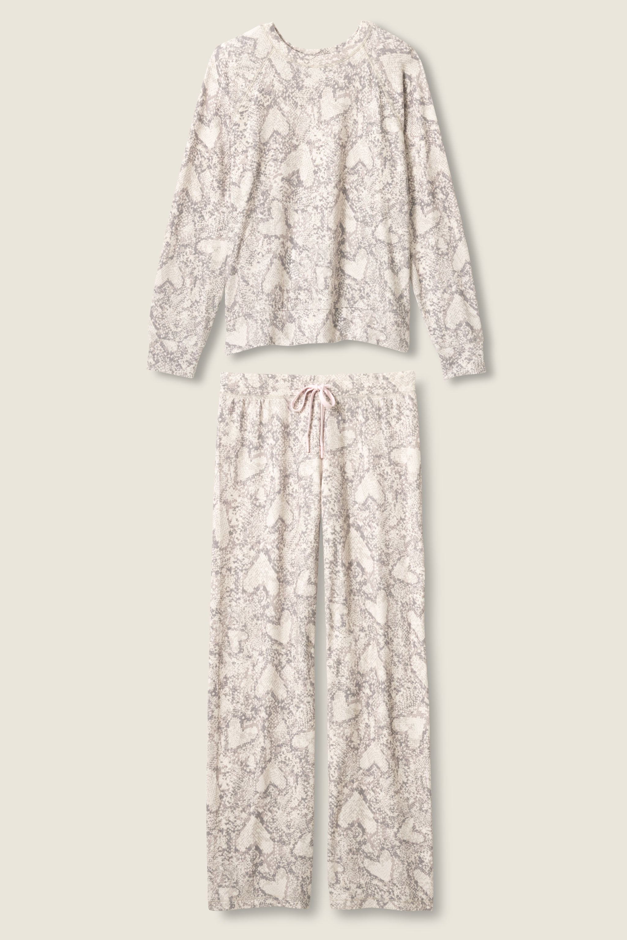 Snakeskin Heart Print Peachy PJ Set