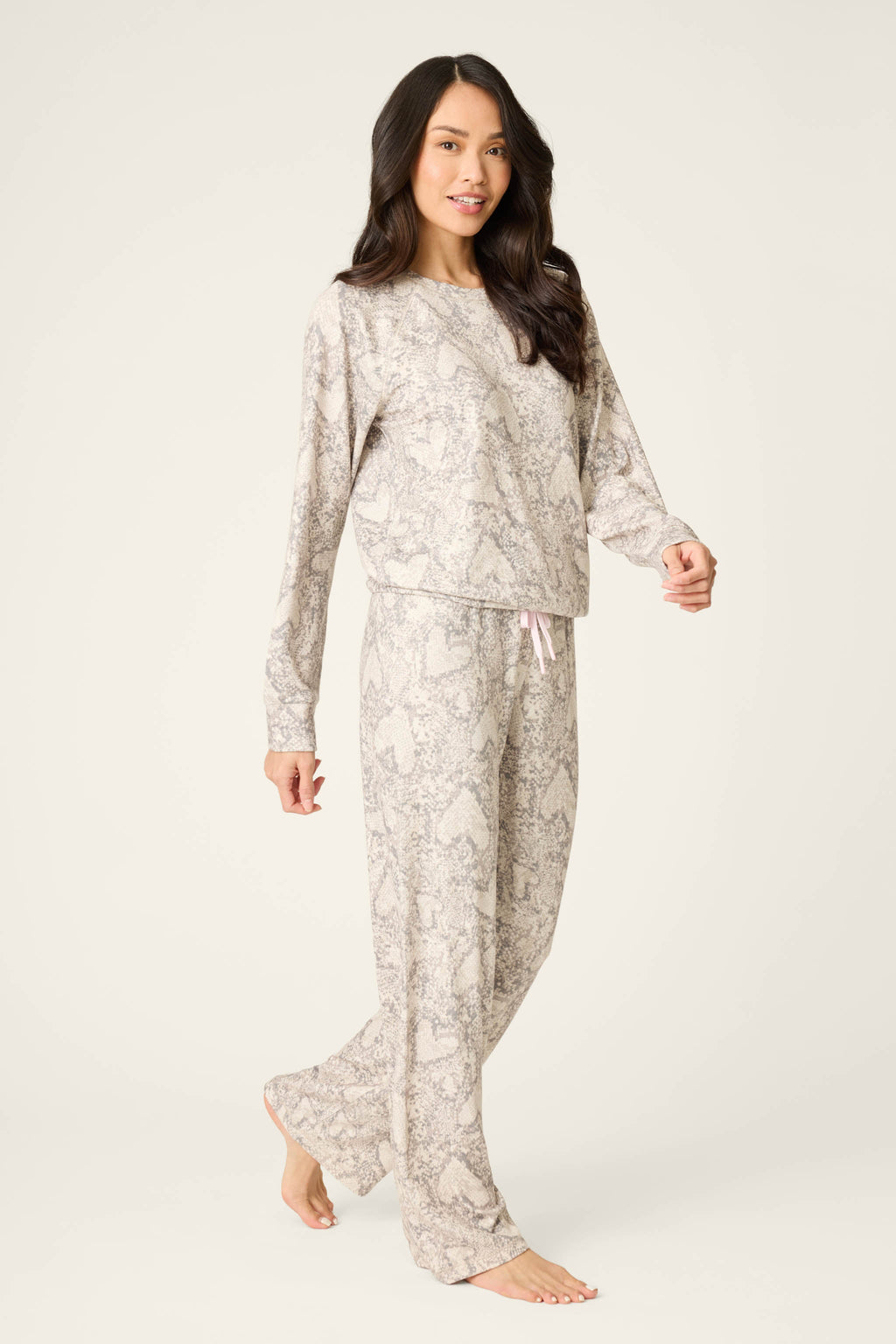 Snakeskin Heart Print Peachy PJ Set