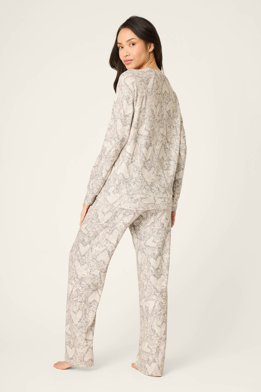 Snakeskin Heart Print Peachy PJ Set