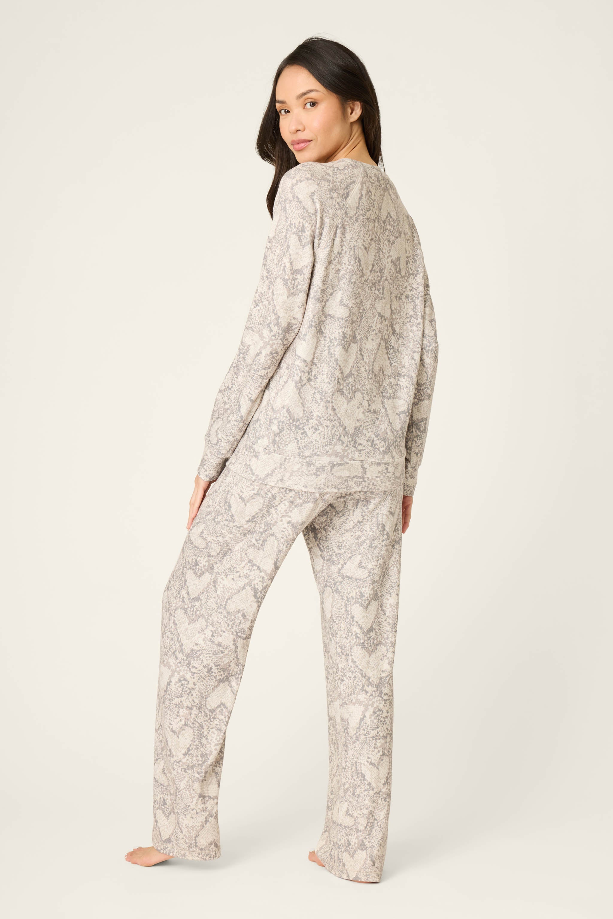 Snakeskin Heart Print Peachy PJ Set