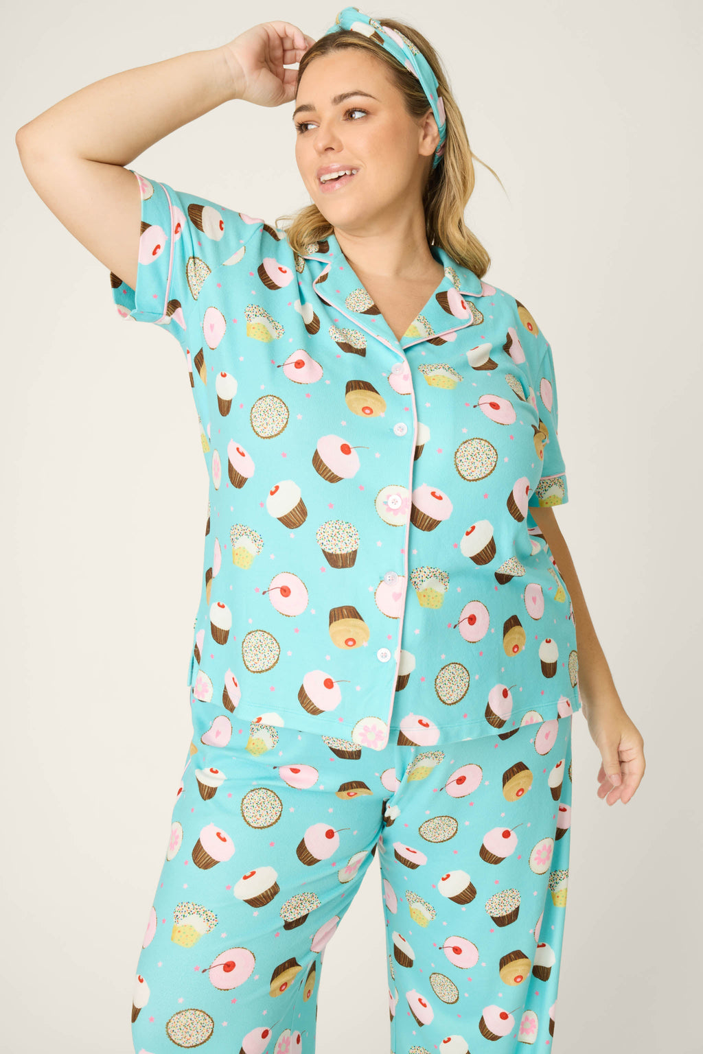 Sweet Life Cupcake Print 3-Piece Plus Size PJ Set